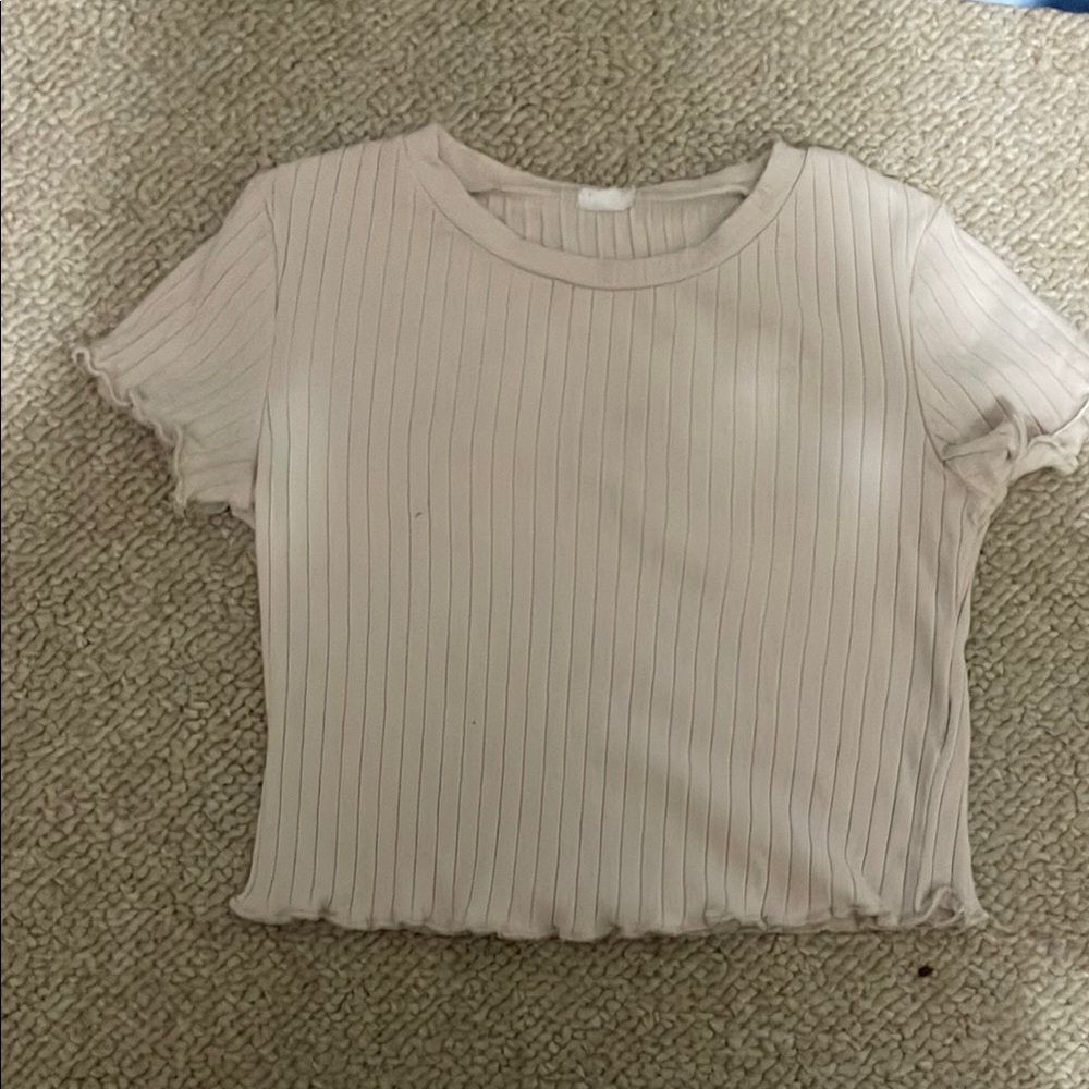 Women's Cream Ribbed Top